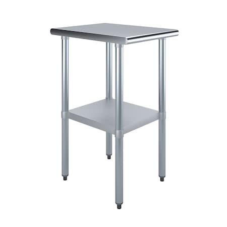Stainless Steel Metal Table With Undershelf, 18 Long X 24 Deep